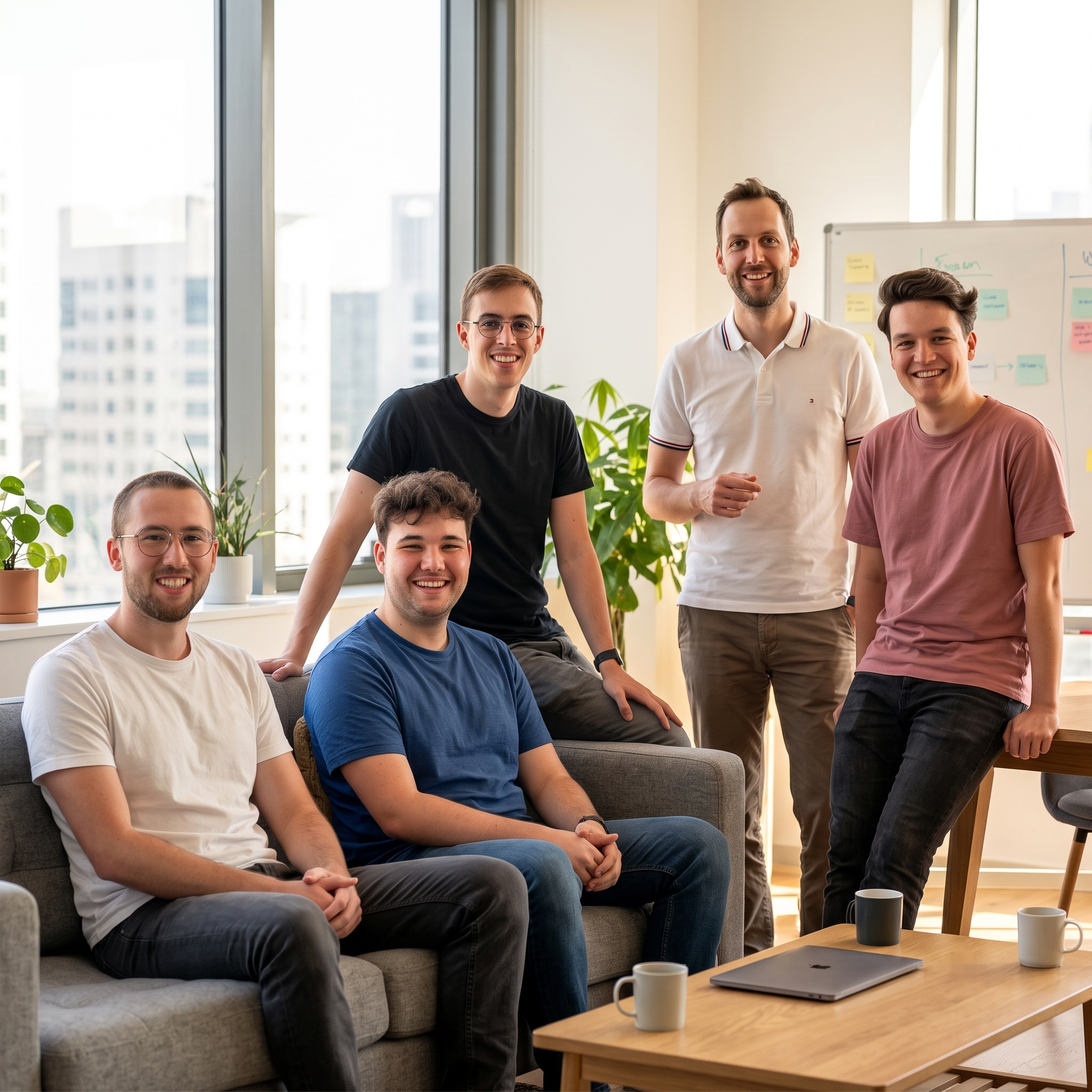 The Bunker team together at the office